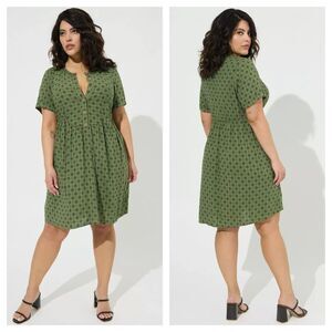 Torrid Mini Rayon Slub Button Front Fit N Flare Dress